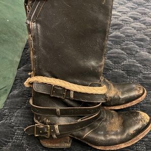 Tall, black leather freebird boots